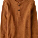 Boys Henley Top Cotton Polyester Waffle Long Sleeve The-0