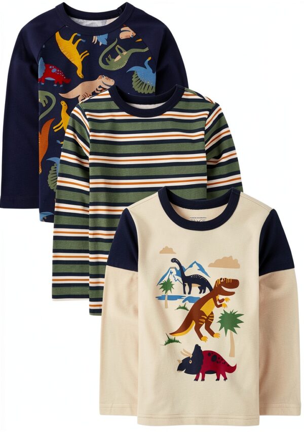 The Childrens Place Baby Boys Cotton Polyester Dino Tees-0