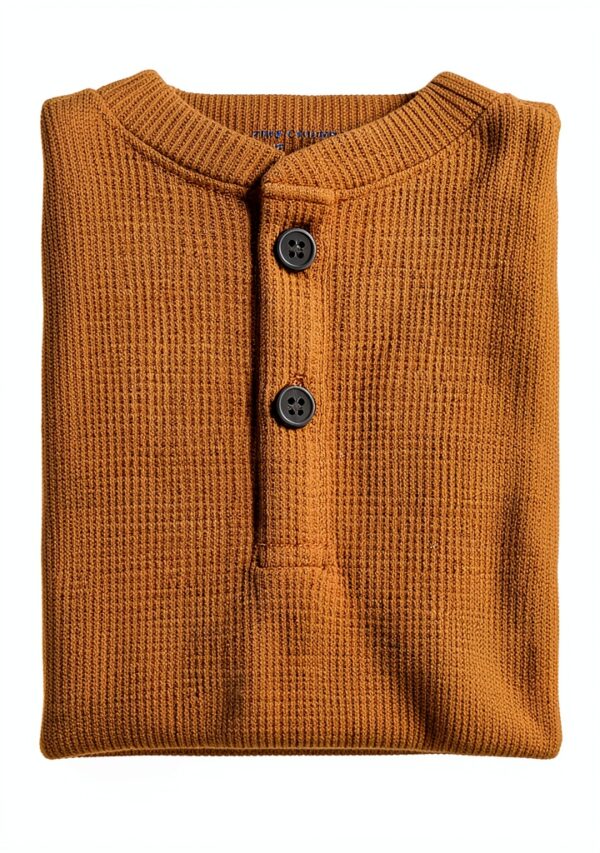 Boys Henley Top Cotton Polyester Waffle Long Sleeve The-1