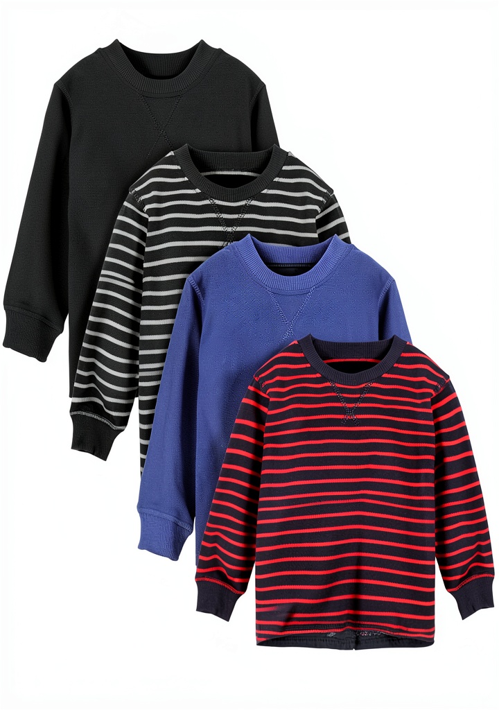 Cooraby boys thermal long sleeve shirts in solid and stripe designs