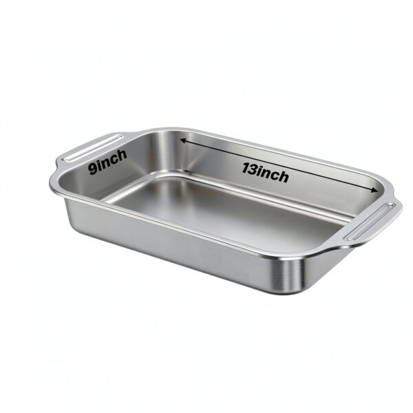 Funnymoom Stainless Steel Cake Pan Set Rectangular Oven Safe-2