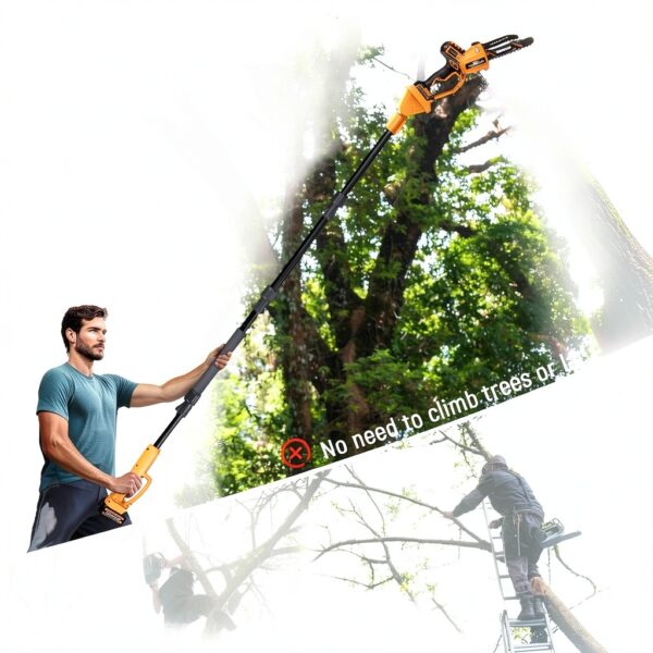 2-IN-1 8 Inch Electric Pole Saw Takuoo Battery Brushless 15FT Reach-6