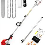 Gas Powered Pole Saw Homdox 58CC 16ft Reach Extendable 11.5in Bar Red-0