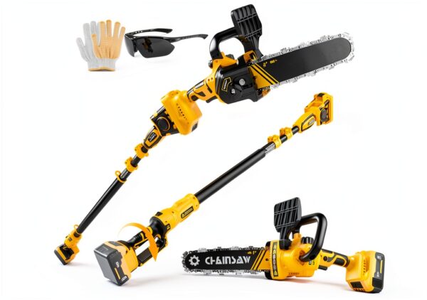 2-in-1 Cordless Pole Saw NAOKEV 8 inch Brushless Extension Yellow-0