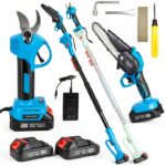 4-in-1 Cordless Pole Saw Pruning Set by Clownya 20V 8ft Extension Blue-0