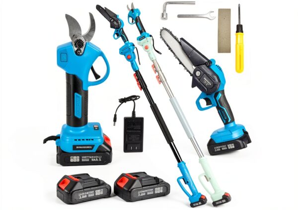4-in-1 Cordless Pole Saw Pruning Set by Clownya 20V 8ft Extension Blue-0