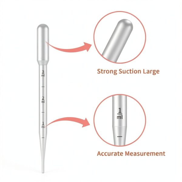 KINGLAKE Plastic Transfer Pipettes 3ML Graduated Pack of 100-1