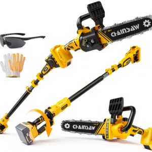 2-in-1 Cordless Pole Saw, 8 Inch Brushless Pole Chainsaws Compatibility with Dewalt 20V MAX Battery(No Battery), 8 lb Lightweight, Auto Oiling, 14.8 FT MAX Extension Pole Saws for Tree Trimming-0