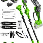 2 IN 1 Electric Pole Saw Brushless 21V Battery Chainsaw Cordless with Rotatable Pole 15FT Max Reach, Shoulder Strap, Powered Pole Saw for Tree Trimming and Wood Cutting Tool (Green)-0
