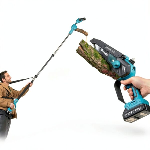 SEESII P6 Ultra/Ace 2-in-1 Electric Pole Saws:6 Inch Mini Chainsaw Cordless with Extension Pole,2Pcs Batteries,Brushless Chain Saw for Limb Branch Cutter,Battery Tree Trimmers Pruner,16Ft Long Reach-1