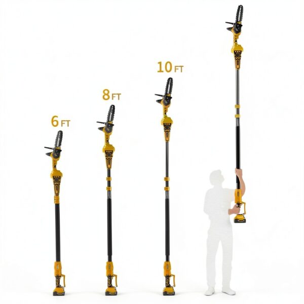 2-in-1 Cordless Pole Saw, 8 Inch Brushless Pole Chainsaws Compatibility with Dewalt 20V MAX Battery(No Battery), 8 lb Lightweight, Auto Oiling, 14.8 FT MAX Extension Pole Saws for Tree Trimming-5