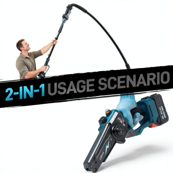 GEVEELIFE 2-in-1 Pole Saw with Brushless Mini Chainsaw, 15ft Reach-2