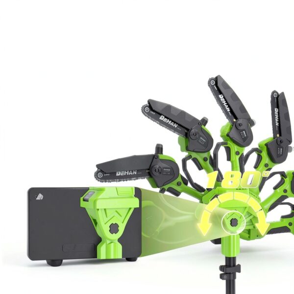2 IN 1 Electric Pole Saw Brushless 21V Battery Chainsaw Cordless with Rotatable Pole 15FT Max Reach, Shoulder Strap, Powered Pole Saw for Tree Trimming and Wood Cutting Tool (Green)-3