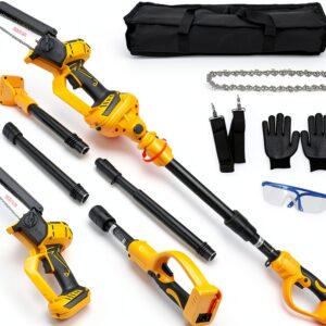 6 Inch Cordless Pole Saw for Dewalt 20V Max Battery (No Battery), Brushless Electric Chainsaw with Extension Pole, 15Ft Long Reach for Tree Pruning Hedge Cutting-0