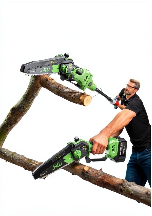 Electric Pole Saws for Tree Trimming: 6 Inch Mini Chainsaw Cordless with Extension Pole, 2x4000mAh Batteries, 21V Brushless Pole Saw Battery Powered Tree Trimmer 16 Ft reach Limb Branch Cutter Pruner-1