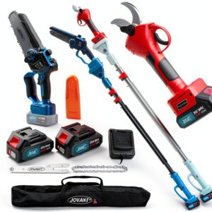 jovant 3-in-1 Pole Pruning Shears 15.3ft Reach 20V Battery Pole Saw-0
