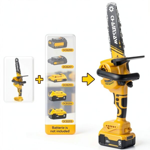 2-in-1 Cordless Pole Saw, 8 Inch Brushless Pole Chainsaws Compatibility with Dewalt 20V MAX Battery(No Battery), 8 lb Lightweight, Auto Oiling, 14.8 FT MAX Extension Pole Saws for Tree Trimming-1
