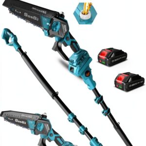 SEESII P6 Ultra/Ace 2-in-1 Electric Pole Saws:6 Inch Mini Chainsaw Cordless with Extension Pole,2Pcs Batteries,Brushless Chain Saw for Limb Branch Cutter,Battery Tree Trimmers Pruner,16Ft Long Reach-0