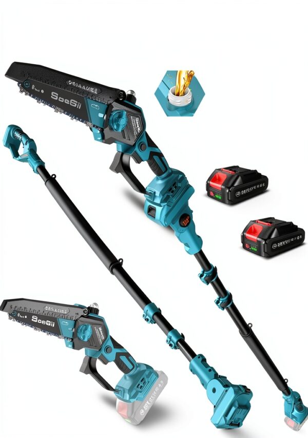SEESII P6 Ultra/Ace 2-in-1 Electric Pole Saws:6 Inch Mini Chainsaw Cordless with Extension Pole,2Pcs Batteries,Brushless Chain Saw for Limb Branch Cutter,Battery Tree Trimmers Pruner,16Ft Long Reach-0