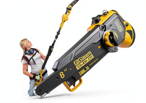 2-in-1 Electric Pole Saw Gisam 8" Chainsaw 15ft Reach 1000W Yellow-6