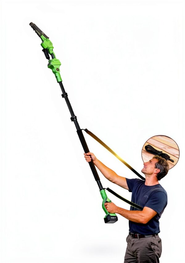 Electric Pole Saws for Tree Trimming: 6 Inch Mini Chainsaw Cordless with Extension Pole, 2x4000mAh Batteries, 21V Brushless Pole Saw Battery Powered Tree Trimmer 16 Ft reach Limb Branch Cutter Pruner-5