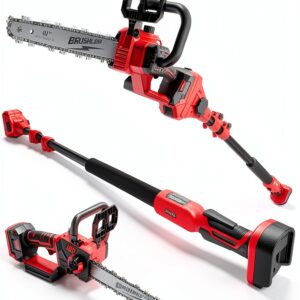 2-IN-1 Cordless 10-Inch Pole Saw And Chainsaw Compatible with Milwaukee M18 18V Battery, Total Reach of Max 15ft, Auto Oiling, Electric Pole Saw for Tree Trimming Pruning (Battery NOT Included)-0