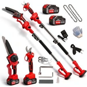 XLYSHANGMAO 4-in-1 Electric Pole Saw Kit 8" Mini Chainsaw 16ft Pole-0
