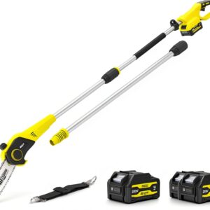 Alloyman 20V Cordless Pole Saw 8‑inch, 15 ft Reach, 2 × 4.0Ah Green-0