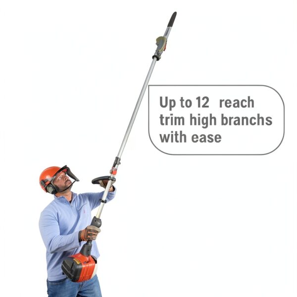 Husqvarna 122LKP Gas Pole Saw, Multi-Purpose Tool with Pole Saw Attachment, Equipped with X-CUT Chain, 12-foot Reach Cuts Limbs up to 8 Inches Thick, 21.7CC-1