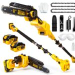 2-in-1 Electric Pole Saw Gisam 8" Chainsaw 15ft Reach 1000W Yellow-0