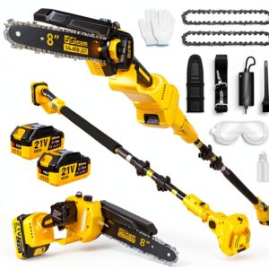 2-in-1 Electric Pole Saw Gisam 8" Chainsaw 15ft Reach 1000W Yellow-0