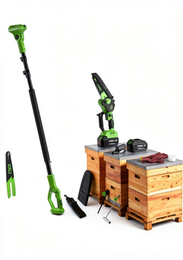 Electric Pole Saws for Tree Trimming: 6 Inch Mini Chainsaw Cordless with Extension Pole, 2x4000mAh Batteries, 21V Brushless Pole Saw Battery Powered Tree Trimmer 16 Ft reach Limb Branch Cutter Pruner-7